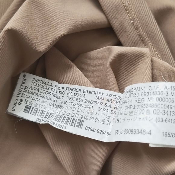 ZARA W/B Collection Nude Tan V-Neck Sleeveless Bodycon Midi Dress - Picture 6 of 10